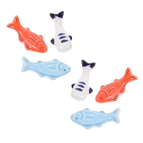 Cabilock 6Pcs Japanese Ceramic Fish Chopstick Holder Cute Painted Rack for Dining Table Decoration Functional Chopstick Rest Pillow for Household Hotel Use Random Style