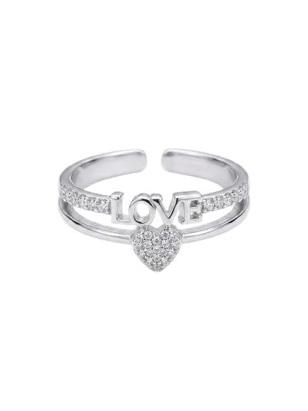 Elegant Women’s Ring | Heart Designs | Adjustable Free Size (5–8) | Crystal Diamond Look | Daily Wear, Promise, Gift for Women & Girls-image-28