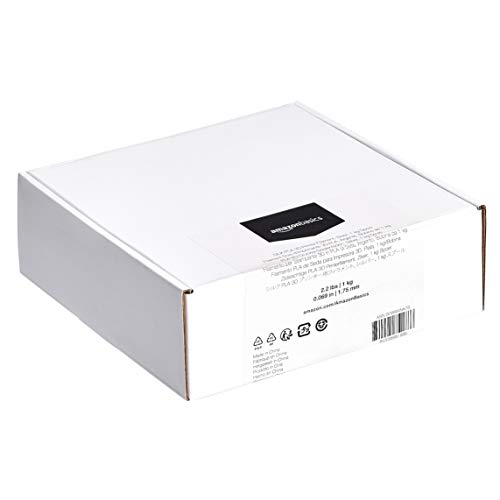 Amazon Basics 3D Printer Filament, 1.75 mm, 1 kg Spool (2.2 lbs), Silk Silver