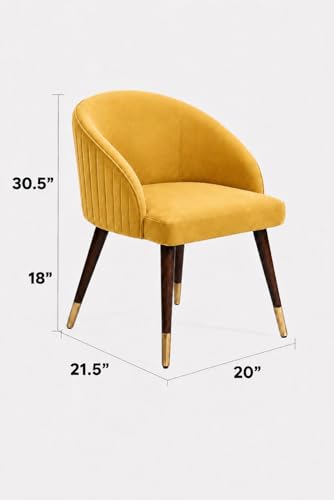 Image of WOODEN SPACE 6-Seater Wooden Dining Table Set | Nano Composite Marble Top | Solid Wood Base | Modern Dining Room Furniture with 6 Chairs (Yellow)