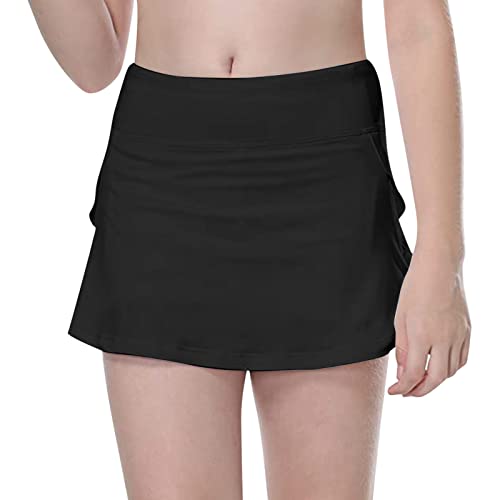 Girls Flowy Athletic Skirt Dolphin Shorts Spandex Liner Preppy Tennis Dress Running Fitness Yoga Skirt Pants3