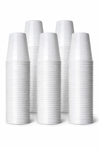 1ABOVE 100 X 180ML (7oz) White Plastic Disposable Drink Cups for Water Coolers/Travel/Camping/Parties and Events