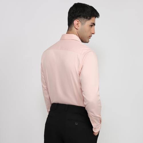 Image of Raymond Men Slim Fit Solid Pattern Pure Cotton Semi Cutaway Collar Full Sleeve Formal Shirt