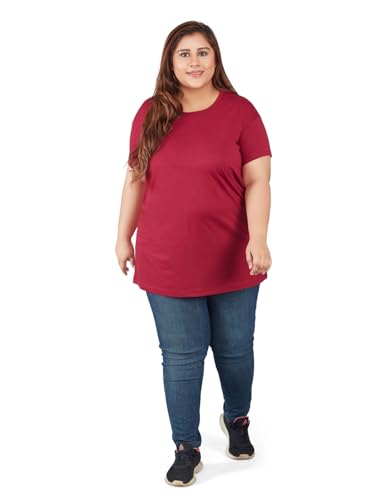 Image of CUPID Women Plus Size Comfortable Cotton Casual T-Shirt, Sleep, Night, Yoga, Daily Gym n Lounge Wear Short Tops for Ladies