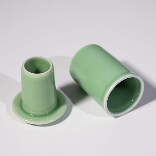 Hanporce ceramic Toothpick Holder, Toothpick Dispenser with Lid, Porcelain Tooth Pick Holder, Toothpicks Container Case Organizer for Home, Kitchen, Restaurant (Green)