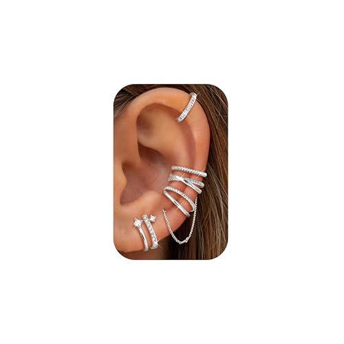 Dochais 5 Pezzi Ear Cuff Orecchini Donna Argento Orecchini Senza