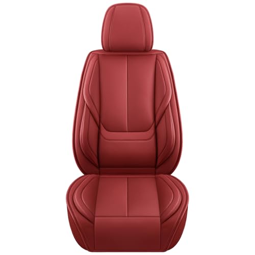 Image of MINGBRON Front Car Seat Covers, Leather Car Seat Covers, Fit for Most Cars SUV and Most Sedan Red