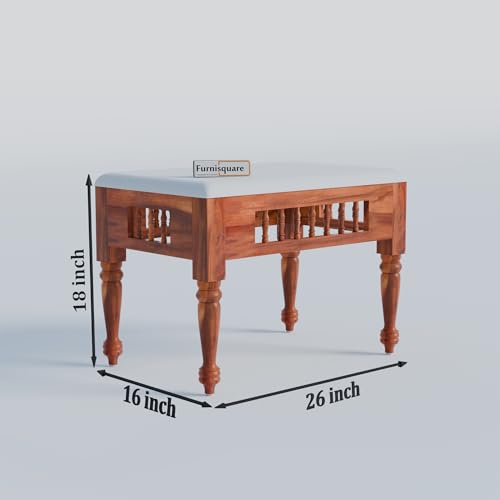 Image of Dining Table 4 Seater | Solid Sheesham Wood Four Seater Dinning Table Set with 3 Cushioned Chairs & 1 Bench | Rectangular Dinner Table for Home, Kitchen & Living Room | Natural Finish
