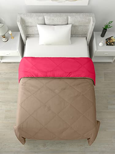 Image of Clasiko Reversible Single Bed Comforter; 60x90 Inches; 200GSM; Pink & Taupe
