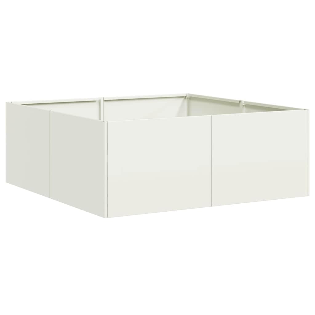 Vidaxl White Planter 80X80x30 Cm Steel