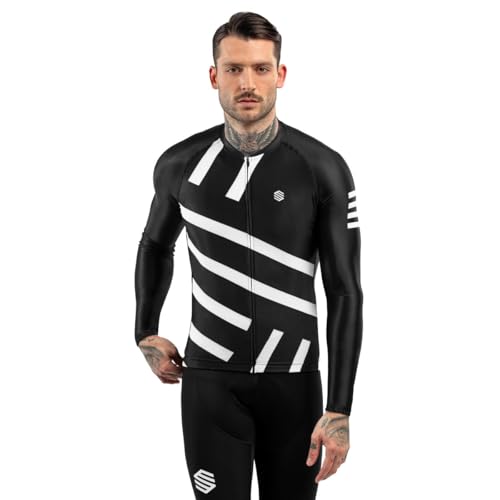 SIROKO - Maillot Manga Larga para Ciclismo M2 Leader - L - Negro/Blanco