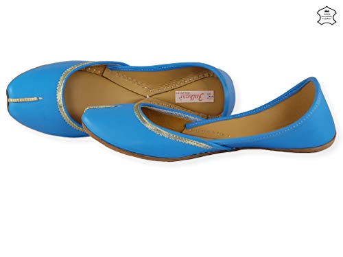 Image of Fulkari Women's Nappa Soft Genuine Leather Juttis | Bite and Pinch Free Jutis | Punjabi Jutti For Ladies | Casual Flat Stylish Mojari | Ethnic Flats For Girls |