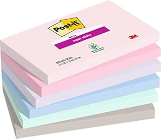 Post-it Super karteczki samoprzylepne, kolekcja Soulful Color, 76 mm x 127 mm, 90 arkuszy/podkładka, 6 płatków/opakowanie