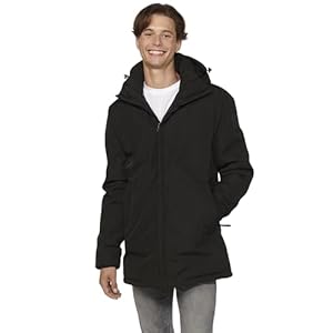 Koroshi Herenparka met capuchon, lange mouwen, zwart, zwart