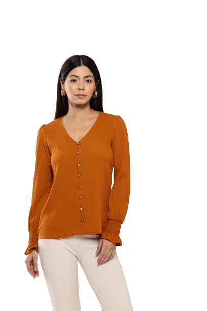 wisstler Women Mustard Color Solid Regular Top-picture-48