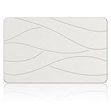 Veeloim Stone Bath Mat Diatomaceous Earth Shower Mat Non-Slip Super Absorbent Diatomite Stone Bath Mats for Bathroom Floor Quick Drying Natural Easy to Clean(23.6''×15.4" White)