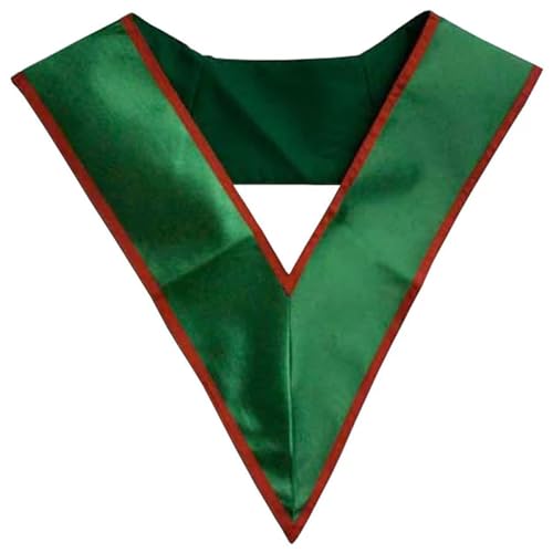 Bricks Masons 29th Degree Scottish Rite Collar - Green Moire with Red borders