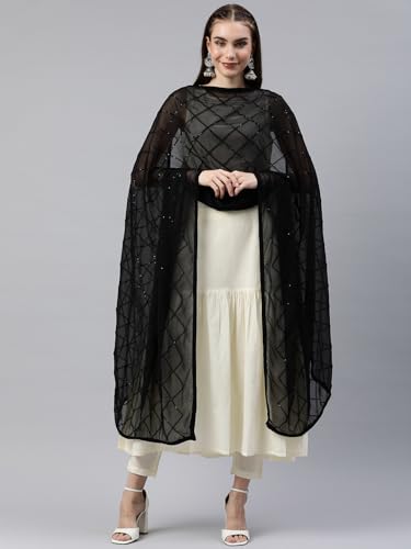RANI SAAHIBA Women's Chiffon Embroidered Dupatta