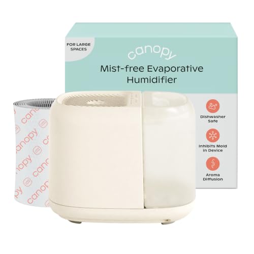 Image of Canopy Large Room Humidifier, Cream, Large Living Space, 36HR Run Time, 5.5L Tank - Includes Canopy Humidifier Plus, Diffusion Well, Unwind Aroma, Filter, Power Cord & Adapter
