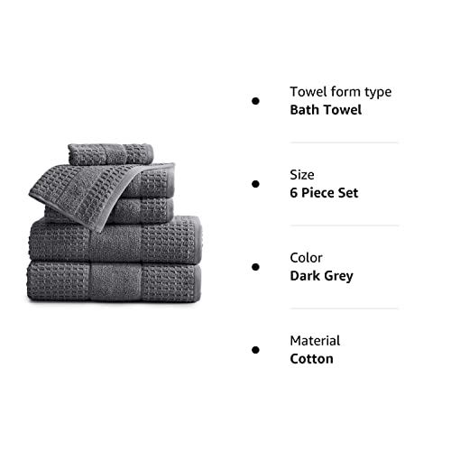 100% Cotton Super Soft Luxury Towel Set | Quick-Dry And Highly Absorbent | Waffle Textured | 550 Gsm | 2 Bath Towels, 2 Hand Towels, & 2 Washcloths | Harper Collection (Dark Grey) #TOP7