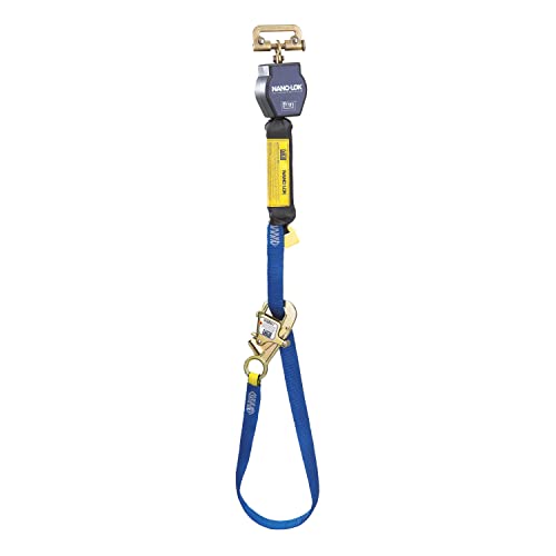 Image of 3M DBI-SALA Nano-Lok 3101366 Tie Back Self Retracting Lifeline, 9-Foot, 3 /4-Inch Dynema Polyester Web, Tie-Back Hook, Quick Connector For Harness Mounting, Blue