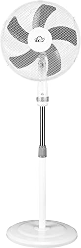 MiTA - Ventilador de piso de 3 velocidades. Inclinación regulable con rejilla protectora metálica. Lámpara de pie de 40 cm, 5 palas y regulable en altura hasta 130 cm (Reacondicionado)