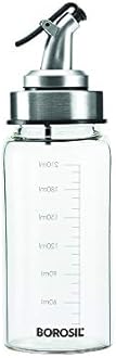 Borosil Oil Dispencer | Borosilicate Glass Oil Bottle with Silicon Funnel | Leakproof, BPA Free Oil Container for Kitchen | Transparent (250 ml)