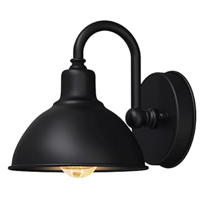 Naurham Barn Light Gooseneck Light- Small Farmhouse Outdoor Lighting, 1-Light Outdoor Gooseneck Lighting Farmhouse Wall Sconce for Patio Porch Garage (6.4" Diameter, 1pc)