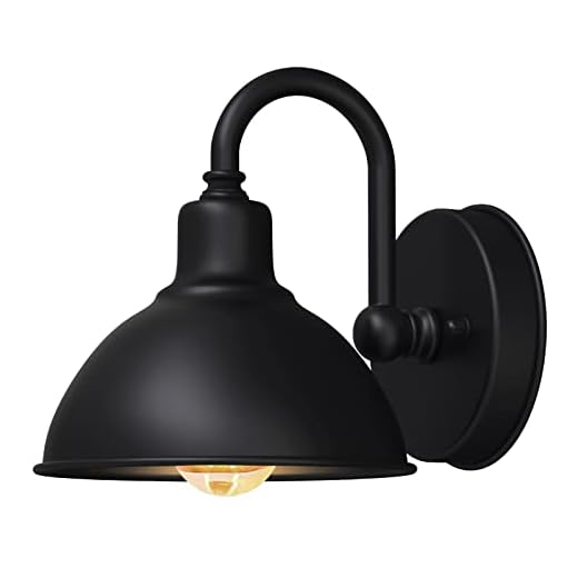Naurham Barn Light Gooseneck Light- Small Farmhouse Outdoor Lighting, 1-Light Outdoor Gooseneck Lighting Farmhouse Wall Sconce for Patio Porch Garage (6.4" Diameter, 1pc)
