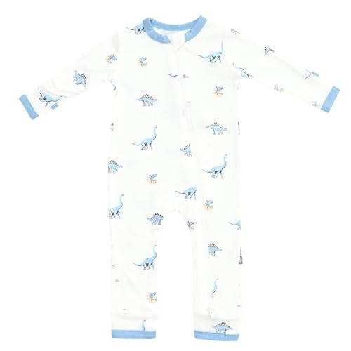 Kyte Baby Unisex Rayon Made From Bamboo Zippered Rompers (3-6 Months, Jurassic)