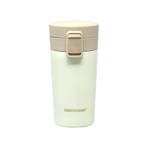 Image of Signora Ware Stainless Steel Hot Pour Coffeemate Insulated Mug, Vacuum Insulated Tea Coffee Mug, Travel Coffee Mug with Lid, 8 Hours Hot and 14 Hours Cold, 300 Ml,Set of 1, White