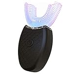 Ultrasonic Toothbrush, 360° Automatic Teeth Whitening Brush Wireless Electric Tooth U Type Clean Brush Charging for Kids Adults (Black)