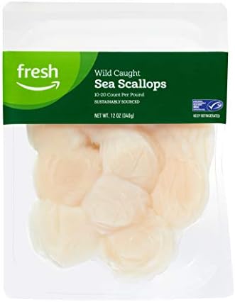 Fresh Brand – Wild Caught Sea Scallops (10-20 Count/Pound), 12 oz, Sustainably Sourced (Previously Frozen)