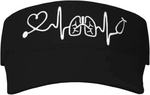 X psblty Respiratory Therapist Heartbeat Visor Caps for Men Women Fashion Adjustable Sunscreen Visor Cap, for Sport Golf