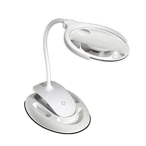 Enkay 2 in 1 Magnifier Lamp with LED Light Desk or Clamp-on 3 and 8 Diopter Rechargeable