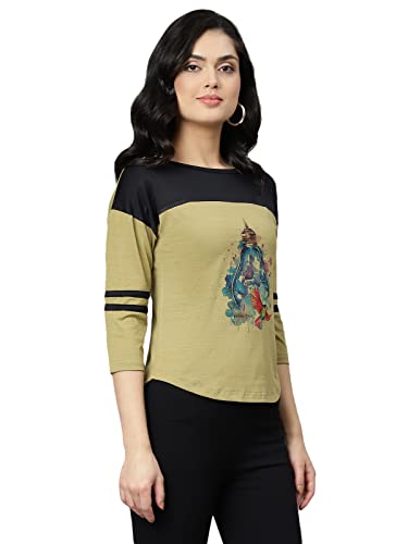 Image of OM SAI LATEST CREATION Women's New 3D Printed Lycra 3 /4 Sleeve Regular Fit Office wear,Casual wear Western Top