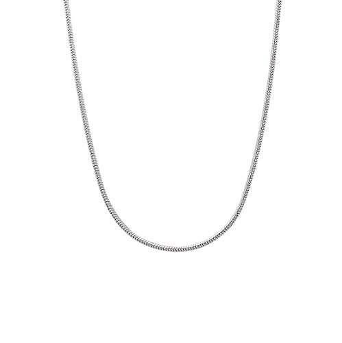 Image of Parnika 925 Pure Sterling Silver Round Snake Chain Necklace for Men & Women | Chandi Chain for Girls & Boys | Italian Style Silver Chain | 16 18 20 24 Inch | 0.9mm 1.1mm 1.3mm