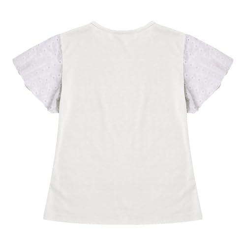 Girls Ruffle Sleeve Shirts Crewneck Eyelet Tee Tops Toddler Casual Cute Blouse Teens Solid Summer Tshirts for Kids4