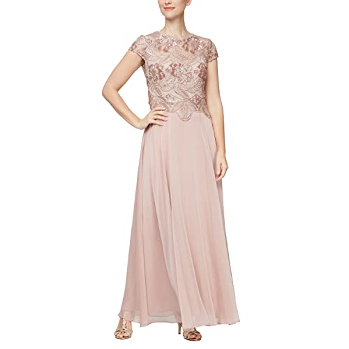 Image of Alex Evenings Womens Cap Sleeve Long Mock Dress