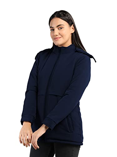 Image of CHKOKKO Women's Winter Quilted Jacket Navy Blue Size L