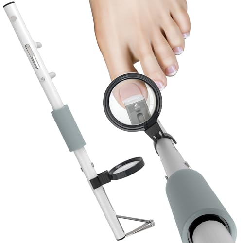 Long Handled Toenail Clippers with Magnifier, Easy Reach Pedicure Auxiliary Tools, for Seniors, Thick Nails,Overweight, Arthritis Sufferers,Ergonomic Wide Jaw Opening,Easy to Carry (27.5Inch)