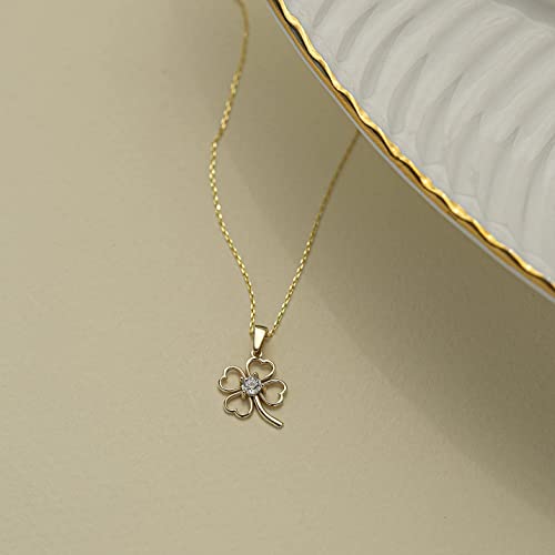 Gelin 14k Solid Gold Clover Necklace for Women4