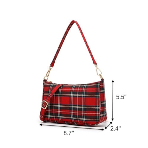 Bolsos bandolera para mujer, estampado tartán negro y rojo, tipo hobo, tote, clutch pequeño y bolso de hombro para Navidad miniatura 4