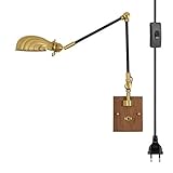 Applique réglable: Applique vintage dorée avec bras métallique réglable pour ajuster la direction de l'éclairage selon les besoins, la tête de la lampe peut être ajustée de haut en bas à 350 °, le bras de la lampe peut être pivoté de 180 ° vers la gauche et la droite, l'angle peut être ajusté selon les besoins pour obtenir un effet d'éclairage parfait. pour la lumière parfaite pour travailler ou lire.