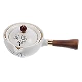 MUELODSIC Traditionelle Chinesische Kanne Keramik mit Seitlichem Griff Farbwechsel Kirschblütenmuster Handliches Design Integrierter Teefilter für Gongfu Teezeremonie und Haushalt