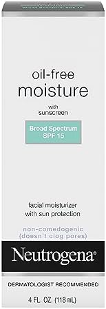 Neutrogena Oil Free Daily Long Lasting Facial Moisturizer & Neck Cream - Non Greasy, Oil Free Moisturizer Won't Clog Pores - SPF 15 Sunscreen & Glycerin, 4 fl. oz
