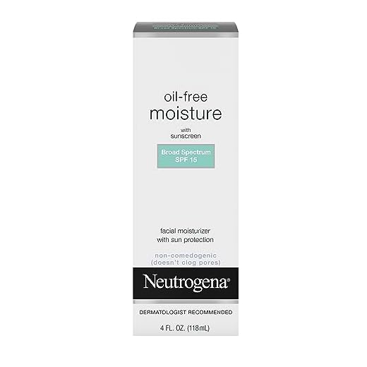 Neutrogena Oil Free Daily Long Lasting Facial Moisturizer & Neck Cream - Non Greasy, Oil Free Moisturizer Won't Clog Pores - SPF 15 Sunscreen & Glycerin, 4 fl. oz
