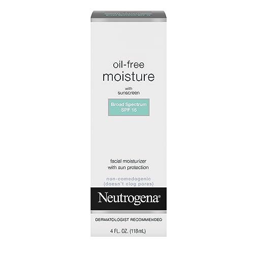 Neutrogena Oil-Free Daily Long Lasting Facial Moisturizer & Neck Cream with SPF 15 Sunscreen & Glycerin, Non-Greasy, Oil-Free & Non-Comedogenic Face Moisturizer, 4 fl. oz