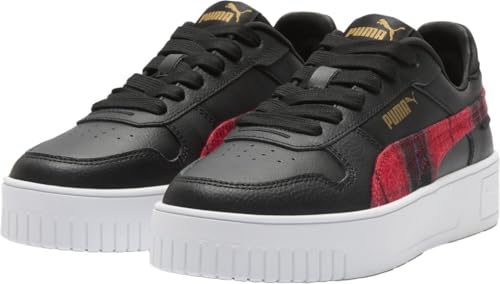PUMA, Unisex-Child,Carina Mid, PUMA Black-PUMA Gold, Big Kid 7 US