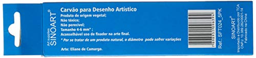 Carvão Vegetal para Desenho, Sinoart, Preto, 5 Unidades